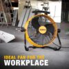DEWALT DXF1840 Floor Fan, Industrial Fans, 18 Inch High Velocity Fan with 3-Speed Heavy Duty Air Circulator and 180 Adjustable Tilt, Large Electric Metal Rotating Garage Fan, Drum fan for Work, Yellow