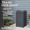 Suncast 33 Gallon Wicker-Style Hideaway Trash Can with Secure Latching Lid and Weather-Resistant Construction for Patio, Cyberspace Grey, Made in the USA Suncast 33 Gallon Wicker-Style Hideaway Trash Can with Secure Latching Lid and Weather-Resistant Construction for Patio, Cyberspace Grey, Made in the USA