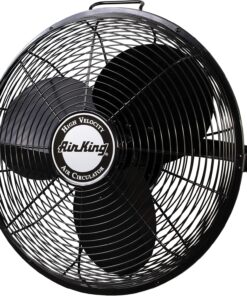 Air King 18-Inch 1/6 HP Industrial Grade High Velocity Multi Mount Fan with 3-Speeds, Pivoting Fan Head, Durable Powder-Coated Steel Blades and Guards, for Industrial & Commercial Spaces, 9318, Black