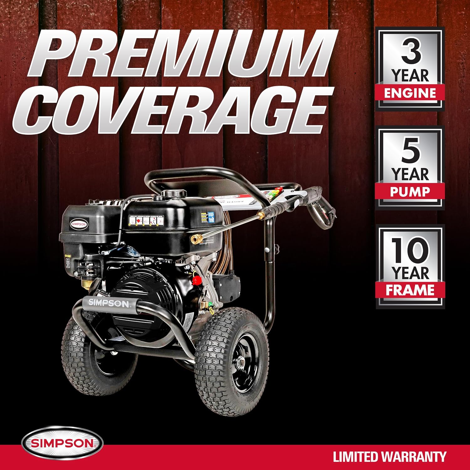 Simpson 4400 PSI Gas Pressure Washer, 4.0 GPM Commercial Power Washer, Cold Water, 50' Hose, PowerShot, 49-State Compliant (PS60843) - Black Simpson 4400 PSI Gas Pressure Washer, 4.0 GPM Commercial Power Washer, Cold Water, 50' Hose, PowerShot, 49-State Compliant (PS60843) - Black - Image 9