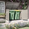 Suncast 5.9 ft. x 3.7 ft Horizontal Stow-Away Storage Shed - Natural Wood-Like Outdoor Storage for Trash Cans and Yard Tools - All-Weather Resin, Hinged Lid, Reinforced Floor - Made in the USA Suncast 5.9 ft. x 3.7 ft Horizontal Stow-Away Storage Shed - Natural Wood-Like Outdoor Storage for Trash Cans and Yard Tools - All-Weather Resin, Hinged Lid, Reinforced Floor - Made in the USA