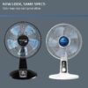 Rowenta, Desk Fan, Turbo Silence Table Fan, 12 Inches, Ultra Quiet Fan for Bedroom, Oscillating, Portable, 4 Speeds, Manual Turn Dial, White, Indoor, VU2730