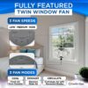 Comfort Zone 9-Inch Smart WiFi Twin Window Fan – 3-Speed Dual Blade Fan with App & Voice Control, Reversible Exhaust, Cooling & Circulate Modes, Expandable 23.5" to 37", Bug Screen