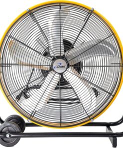 iLiving 24 Inch 3-Speed Orbital Internal Oscillating High Velocity Barrel Floor Fan for Office, Auto Shop, Garage, Workshop, Warehouse, 7800 CFM, Yellow