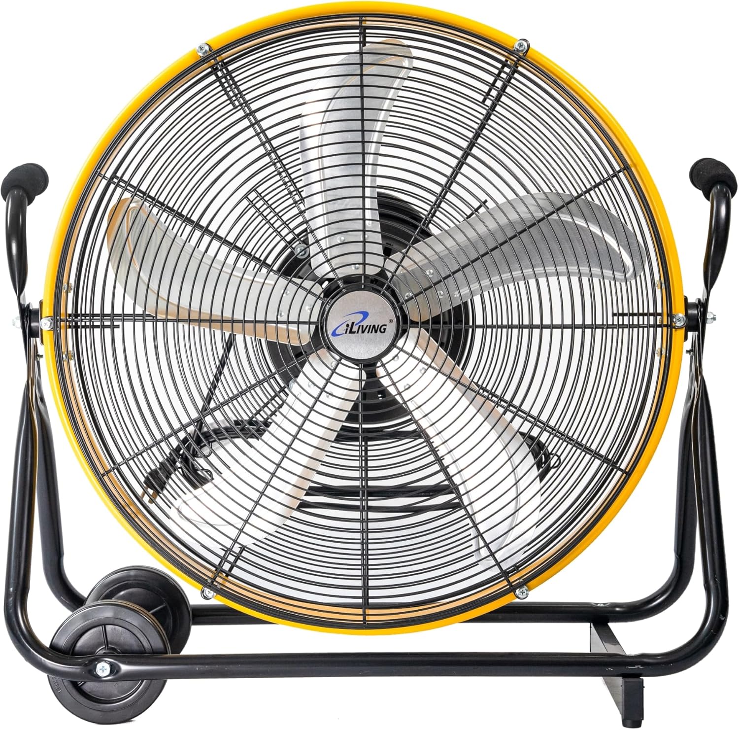 iLiving 24 Inch 3-Speed Orbital Internal Oscillating High Velocity Barrel Floor Fan for Office, Auto Shop, Garage, Workshop, Warehouse, 7800 CFM, Yellow iLiving 24 Inch 3-Speed Orbital Internal Oscillating High Velocity Barrel Floor Fan for Office, Auto Shop, Garage, Workshop, Warehouse, 7800 CFM, Yellow