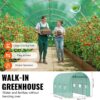 VEVOR Walk-in Tunnel Greenhouse, 9.6x6.4x6.2 ft Hoop House Greenhouse Tunnel, Plant Hot House with Galvanized Steel Frame, Green PE Cover, Roll-up Zipper Door and 6 Windows for Outdoor