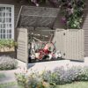 Suncast 5.9 ft. x 3.7 ft Horizontal Stow-Away Storage Shed - Natural Wood-Like Outdoor Storage for Trash Cans and Yard Tools - All-Weather Resin, Hinged Lid, Reinforced Floor - Made in the USA Suncast 5.9 ft. x 3.7 ft Horizontal Stow-Away Storage Shed - Natural Wood-Like Outdoor Storage for Trash Cans and Yard Tools - All-Weather Resin, Hinged Lid, Reinforced Floor - Made in the USA