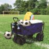 Mac Sports Heavy Duty Collapsible Folding All Terrain Utility Beach Wagon Cart, Blue/Black Mac Sports Heavy Duty Collapsible Folding All Terrain Utility Beach Wagon Cart, Blue/Black