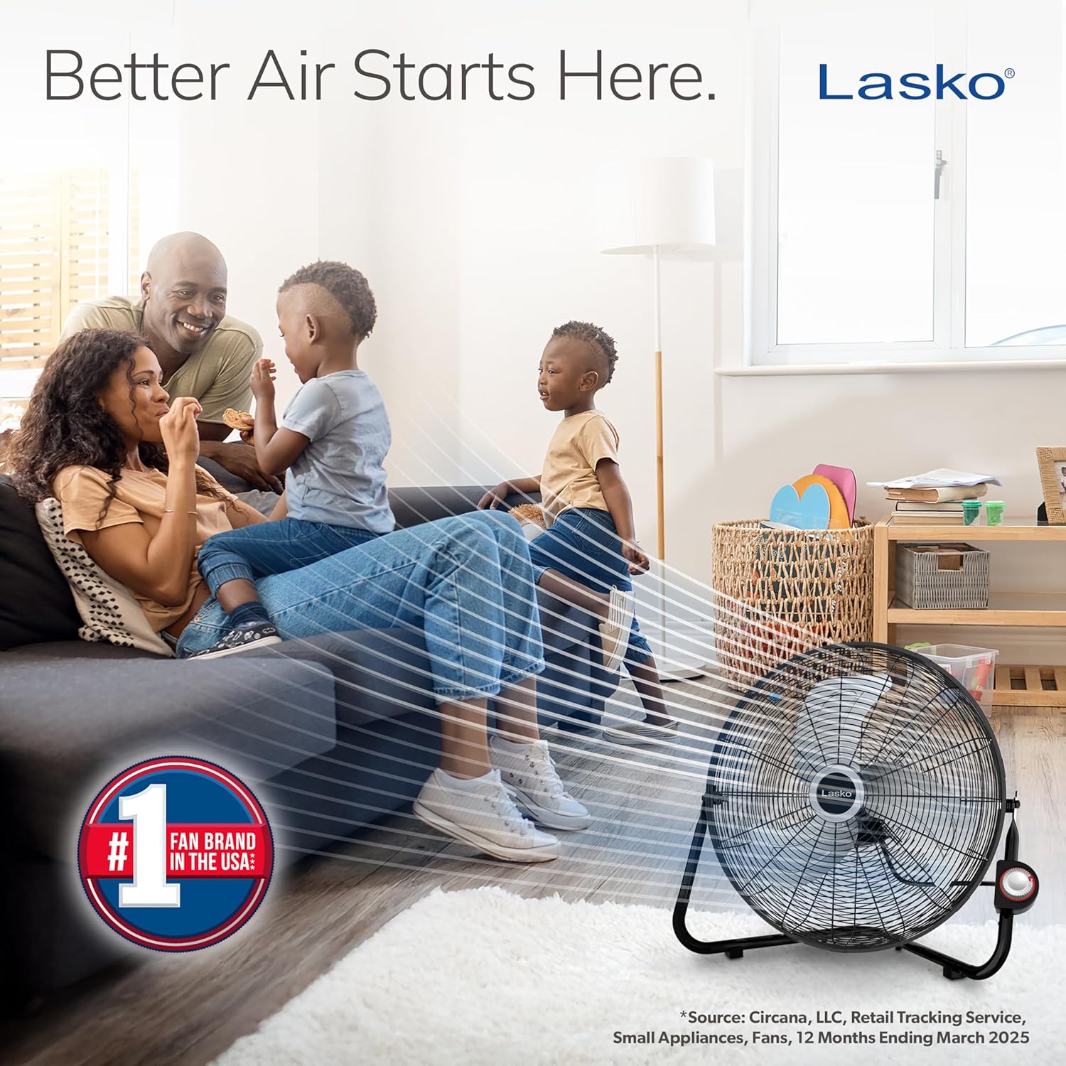 Lasko 20" Black High Velocity Wall Mount Fan with Pivoting Head - 3 Speeds, Ideal Wall Mount Fan or Floor Fans for Home, Garage, Attic, 2264QM Lasko 20" Black High Velocity Wall Mount Fan with Pivoting Head - 3 Speeds, Ideal Wall Mount Fan or Floor Fans for Home, Garage, Attic, 2264QM - Image 2