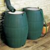 FCMP Outdoor Raincatcher, Flat-Back Rain Barrel with Spigots, 50 Gallon, Green | Portable Water Storage Container Tank with Spigots for Home, Garden, and Backyard