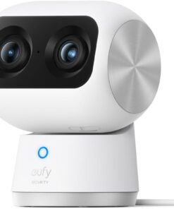 eufy Security 4K Indoor Cam S350, No Subscription, Dual Cameras, 8× Zoom | 360° Coverage,Works as a Pet Camera,Nanny/Senior/Baby Monitor,AI Auto-Tracking,Human/Pet/Cry Detection,2.4/5 GHz Wi-Fi