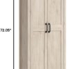 Sauder 2-Door Storage Cabinet, Tall Wooden Organizer, in a Chalk Oak Finish
