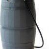 FCMP Outdoor 45 Gallon Heavy Duty Rain Water Catcher Barrel Container with Hose and Debris Screen for Outdoor Plants, Garden, and Landscapes (RC45-GRY) Grey