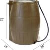 FCMP Outdoor Raincatcher 4000 Rain Barrel, Flat-Back Rainwater Catcher with Spigots, 50 Gallon, Brown - Portable Water Storage Container Tank for Home, Garden, and Backyard | Portable Water Storage Container Tank with Spigots for Home, Garden, and Backyard