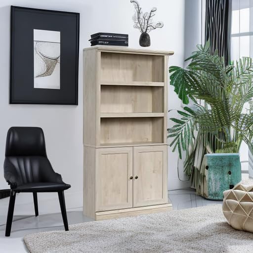 Sauder Miscellaneous Storage Bookcase with Doors, Adjustable Shelves, 5 Shelf Bookcase - Chalked Chestnut Finish Sauder Miscellaneous Storage Bookcase with Doors, Adjustable Shelves, 5 Shelf Bookcase - Chalked Chestnut Finish - Image 6