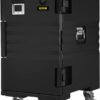 VEVOR Insulated Food Pan Carrier, 127 Qt Hot Box for Catering, LLDPE Food Box Carrier w/Double Buckles, Front Loading Food Warmer w/Handles, End Loader w/Wheels for Restaurant, Canteen, etc. Black