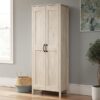 Sauder 2-Door Storage Cabinet, Tall Wooden Organizer, in a Chalk Oak Finish
