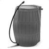 FCMP Outdoor Raincatcher 4000, Flat-Back Rain Water Barrel, 50-Gallon, Gray - Rainwater Collection Storage Container w/Side Spigots, Mesh Screen, Garden and Overflow Hose & Linking Kit