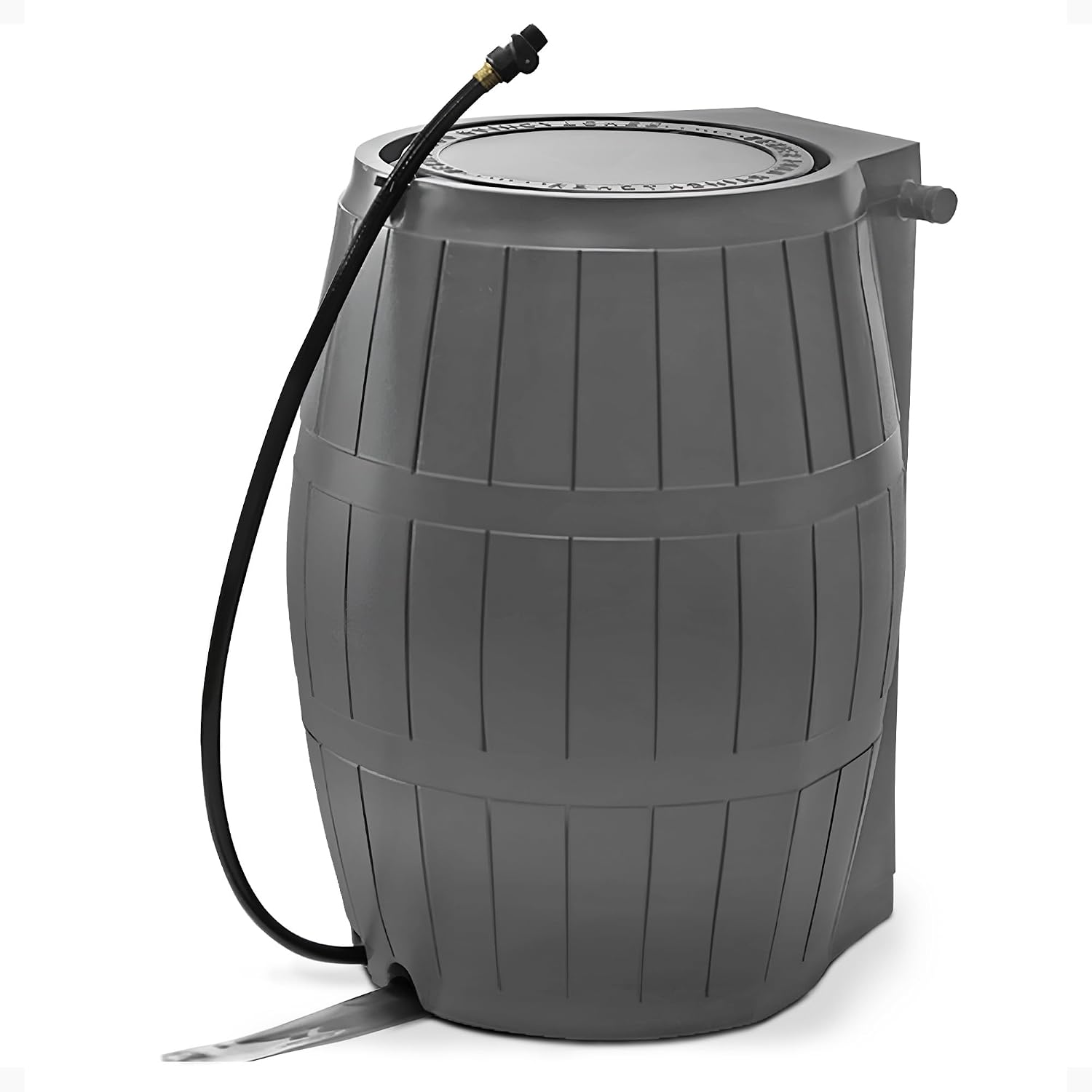 FCMP Outdoor Raincatcher 4000, Flat-Back Rain Water Barrel, 50-Gallon, Gray - Rainwater Collection Storage Container w/Side Spigots, Mesh Screen, Garden and Overflow Hose & Linking Kit FCMP Outdoor Raincatcher 4000, Flat-Back Rain Water Barrel, 50-Gallon, Gray - Rainwater Collection Storage Container w/Side Spigots, Mesh Screen, Garden and Overflow Hose & Linking Kit