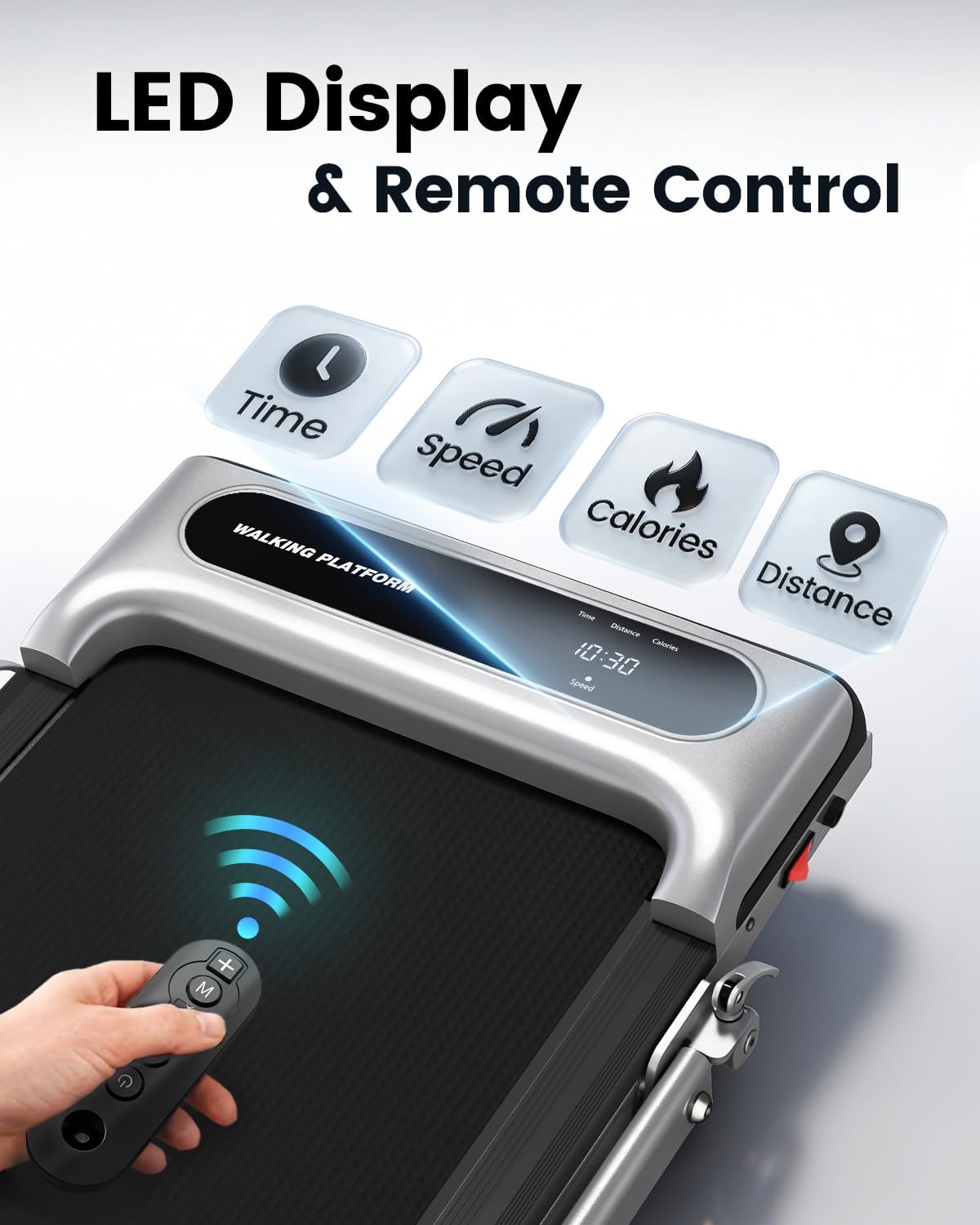 Yagud Walking Pad, Walking Pad Treadmill for Home Office, Portable Under Desk Treadmill with Remote Control and LED Display, Walking Jogging Running Machine Yagud Walking Pad, Walking Pad Treadmill for Home Office, Portable Under Desk Treadmill with Remote Control and LED Display, Walking Jogging Running Machine - Image 6