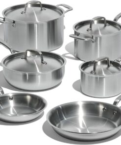 Made In Cookware - 10 Piece Stainless Steel Pot and Pan Set - 5 Ply Clad - Includes Stainless Steel Frying Pans, Saucepans, Saucier and Stock Pot W/Lid - Professional Cookware - Crafted in Italy