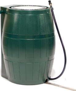 FCMP Outdoor Raincatcher, Flat-Back Rain Barrel with Spigots, 50 Gallon, Green | Portable Water Storage Container Tank with Spigots for Home, Garden, and Backyard