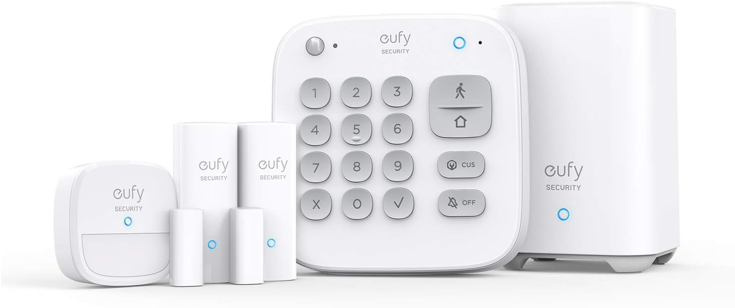 eufy Security 5-Piece Home Alarm Kit, Home Security System, Keypad, Motion Sensor, 2 Entry Sensors, Home Alarm System, Control from the App, Links with eufyCam, Optional 24/7 Protection eufy Security 5-Piece Home Alarm Kit, Home Security System, Keypad, Motion Sensor, 2 Entry Sensors, Home Alarm System, Control from the App, Links with eufyCam, Optional 24/7 Protection
