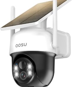 aosu Solar Camera Outdoor Wireless for Home Surveillance,Fixed Solar Panel | Easy to Set up,360° Full Coverage,Auto Person Tracking,2K Clarity&Full-Color Night Vision,Two-Way Talk,2.4GHz WiFi only