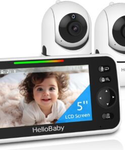 HelloBaby HB6550-2 5" Dual Camera Baby Monitor No WiFi, Pan Tilt Zoom