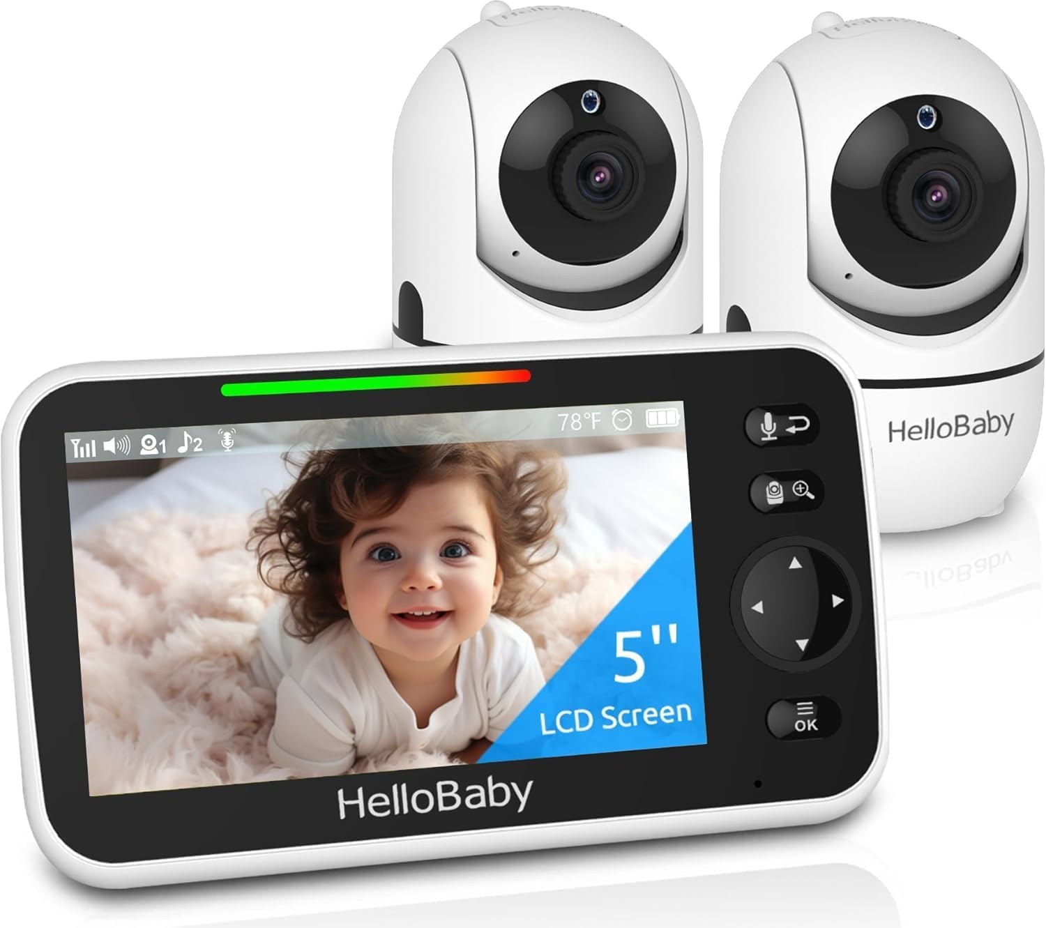 HelloBaby HB6550-2 5" Dual Camera Baby Monitor No WiFi, Pan Tilt Zoom HelloBaby HB6550-2 5" Dual Camera Baby Monitor No WiFi, Pan Tilt Zoom