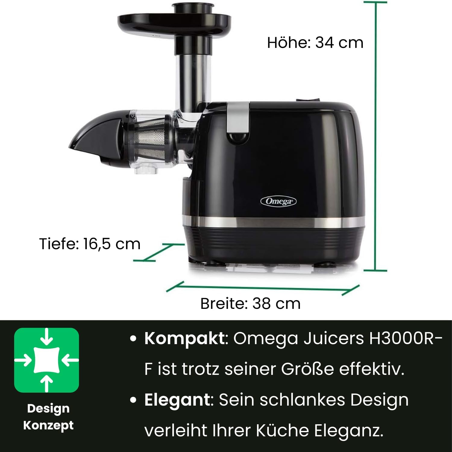 Omega Juicer H3000R Slow Masticating Extractor, 150-Watt, Black Omega Juicer H3000R Slow Masticating Extractor, 150-Watt, Black - Image 4