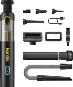 Fanttik Slim V8 APEX Cordless Car Vacuum & Air Duster, 4-in-1 Portable Mini Vacuum with 19000pa Suction Power for Pet Hair, Type-C Charge, One-Touch Empty for Car, Office Desk, Keyboards (Black)