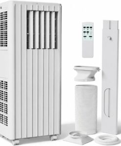 IDEALHOUSE 8000 BTU Portable Air Conditioner, 4-in-1 Portable AC Unit with Cooling, Dehumidifier, Fan & Sleep Mode, Cools up to 350 Sq. Ft, 24H Timer, Remote Control & Window Kit, White