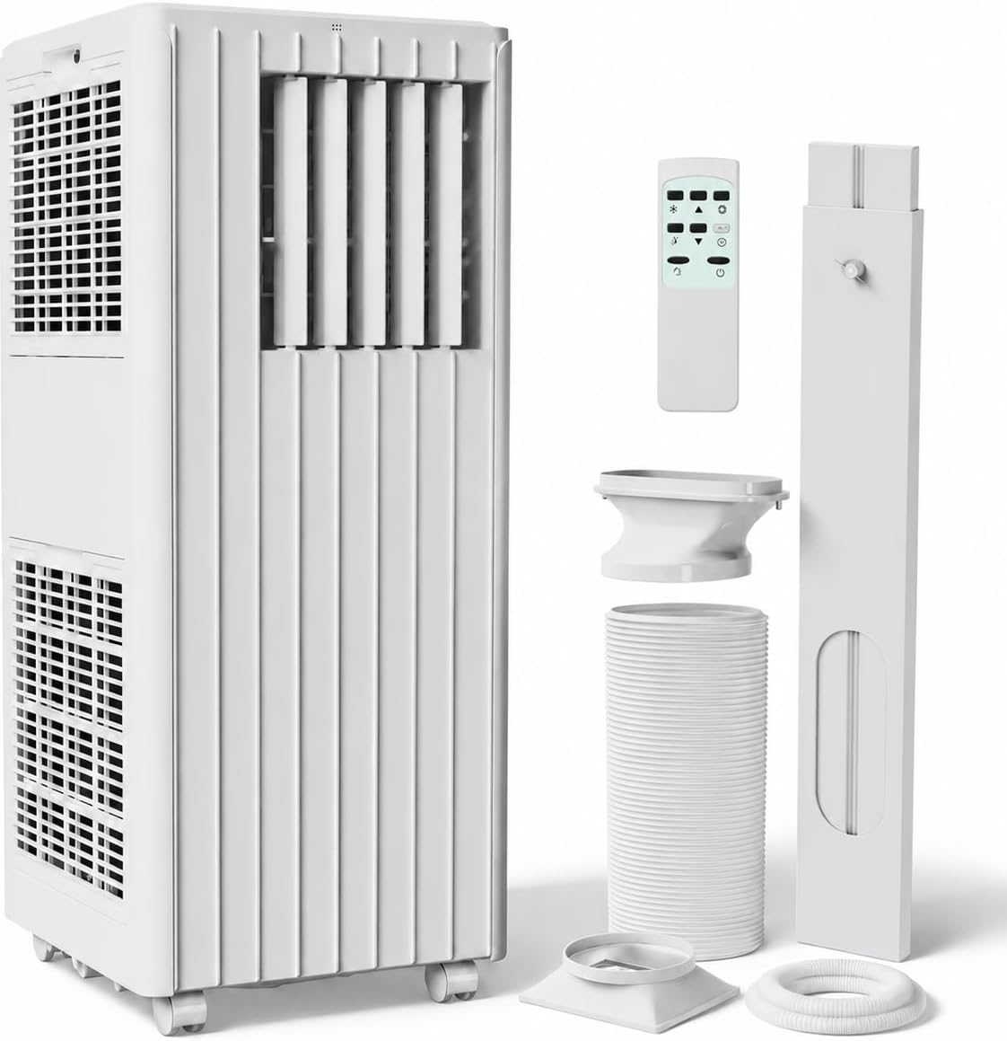 IDEALHOUSE 8000 BTU Portable Air Conditioner, 4-in-1 Portable AC Unit with Cooling, Dehumidifier, Fan & Sleep Mode, Cools up to 350 Sq. Ft, 24H Timer, Remote Control & Window Kit, White