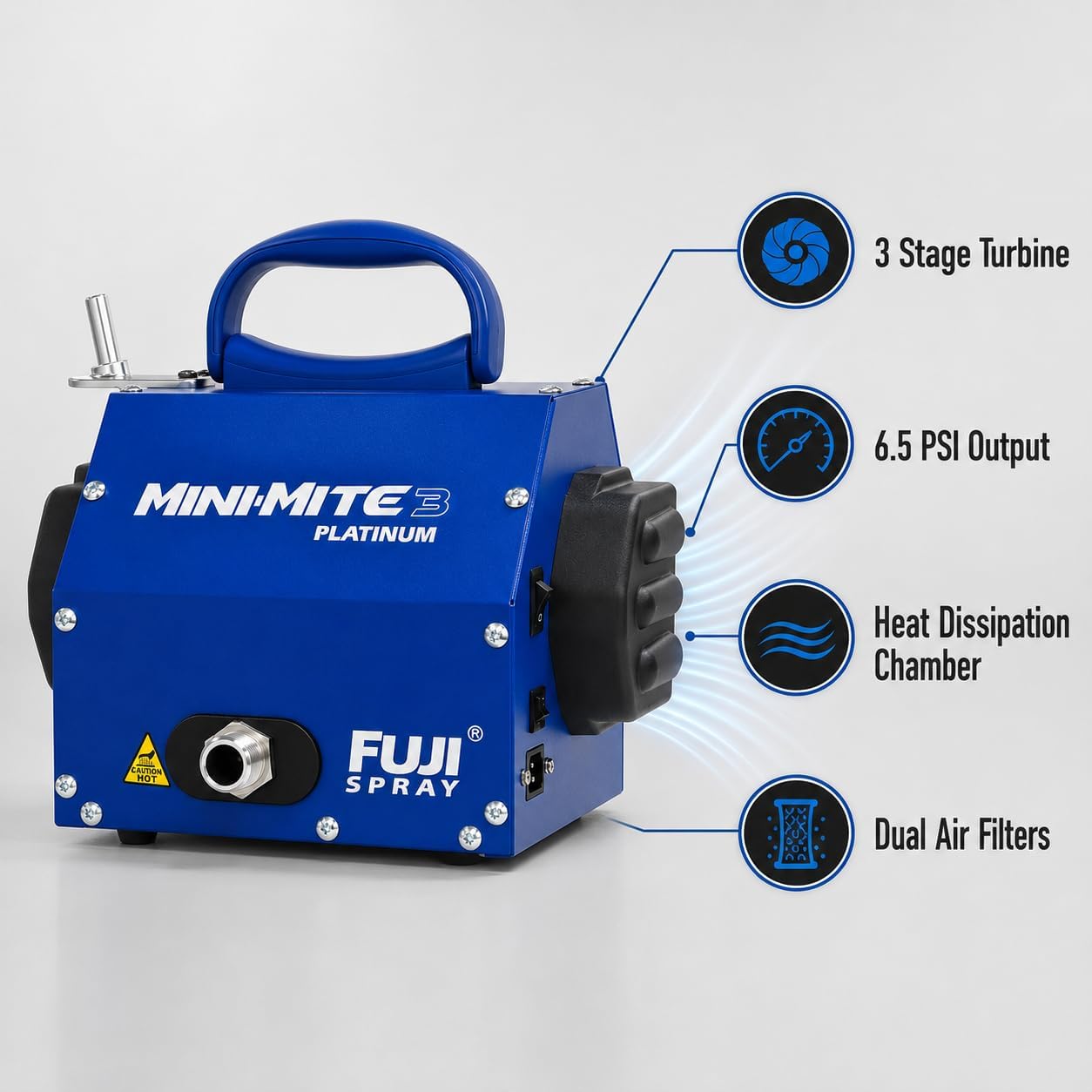 Fuji Spray 2803-T75G Mini-Mite 3 Platinum - T75G Gravity HVLP Spray System | Gravity-feed applicator, 6.5 PSI, adjustable fan pattern, handles waterborne and solvent-based coatings Fuji Spray 2803-T75G Mini-Mite 3 Platinum - T75G Gravity HVLP Spray System | Gravity-feed applicator, 6.5 PSI, adjustable fan pattern, handles waterborne and solvent-based coatings - Image 5