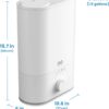Everlasting Comfort 6L Top Fill Humidifier for Bedroom – Quiet, Easy to Fill & Clean, 60HR Runtime, Night Light, Timer, Ultrasonic Cool Mist, Auto Shut-Off for Indoor Use- White