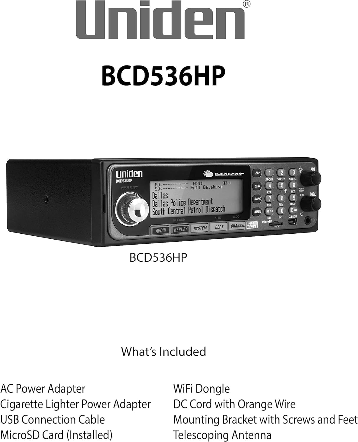 Uniden BCD536HP HomePatrol Series Digital Phase 2 Base/Mobile Scanner with HPDB and Wi-Fi. Simple Programming, TrunkTracker V, S.A.M.E. Emergency/Weather Alert. Covers USA and Canada. Uniden BCD536HP HomePatrol Series Digital Phase 2 Base/Mobile Scanner with HPDB and Wi-Fi. Simple Programming, TrunkTracker V, S.A.M.E. Emergency/Weather Alert. Covers USA and Canada. - Image 3