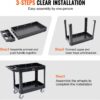 VEVOR Utility Service Cart, 2 Shelf 550LBS Heavy Duty Plastic Rolling Utility Cart, Medium Lipped Shelf, 360° Swivel Wheels, Ergonomic Storage Handle for Warehouse Garage, Black