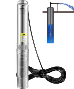 VEVOR Deep Well Submersible Pump, 0.5HP/370W 115V/60Hz, 28GPM Flow 167 ft Head, with 33ft Electric Cord, 4 inch Stainless Steel Water Pumps for Industrial, Irrigation & Home Use, IP68 Waterproof Grade | for Industrial Irrigation & Home Use, 4" Stainless Steel Water Pump, with 33 ft Electric Cord, Copper Motor, IP68 Waterproof