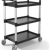 VEVOR Utility Cart, 300 lbs Load Capacity, 3-Tier Utility Plastic Cart with 360° Swivel Wheels (2 with Brakes), 24.4 x 16.1-inch Food Service Cart for Warehouse, Office, Home, Restaurant, Kitchen