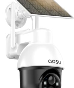 aosu Security Cameras Wireless Outdoor - Solar Powered,Full 360° Coverage | Auto Person Tracking,2K Clarity&Color Night Vision,Light & Sound Alarm,2.4GHz WiFi only,2-Way Talk,Alexa/Google Compatible (1 PACK)