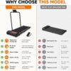Walking Pad Treadmill with Handle Bar, 8% Incline Under Desk Treadmill | 2.5HP quiet motor, 265 lb capacity, 0.6-4 MPH speed, 15 x 35.4 in belt, compact for home office and small spaces