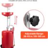 VEVOR 20-Gallon Waste Oil Drain Tank, Air Operated Portable Oil Drainer with Adjustable Funnel Height, Fluid Fuel Transfer Drainage with Wheels, Oil Change Container for Auto Repair Shops, Garages | for Auto Repair Shop, Garage, Adjustable Funnel Height, Fluid Fuel Transfer Drainage with Wheels, Flexible Movement Container