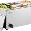 VEVOR 24QT Commercial Food Warmer, 5-Pan Electric Steam Table, 1200W Professional Countertop Stainless Steel Buffet Bain Marie with 86-185°F Temp Control for Catering, Buffet, Parties, Restaurants