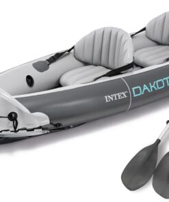 INTEX Dakota K2 Inflatable Kayak 2-Person Portable Set with Paddles & Pump | 68310VM - Sit-on Tandem Kayak with Interchangeable Skegs and Two Dry Bags for Gear, 10ft 3in x 3ft