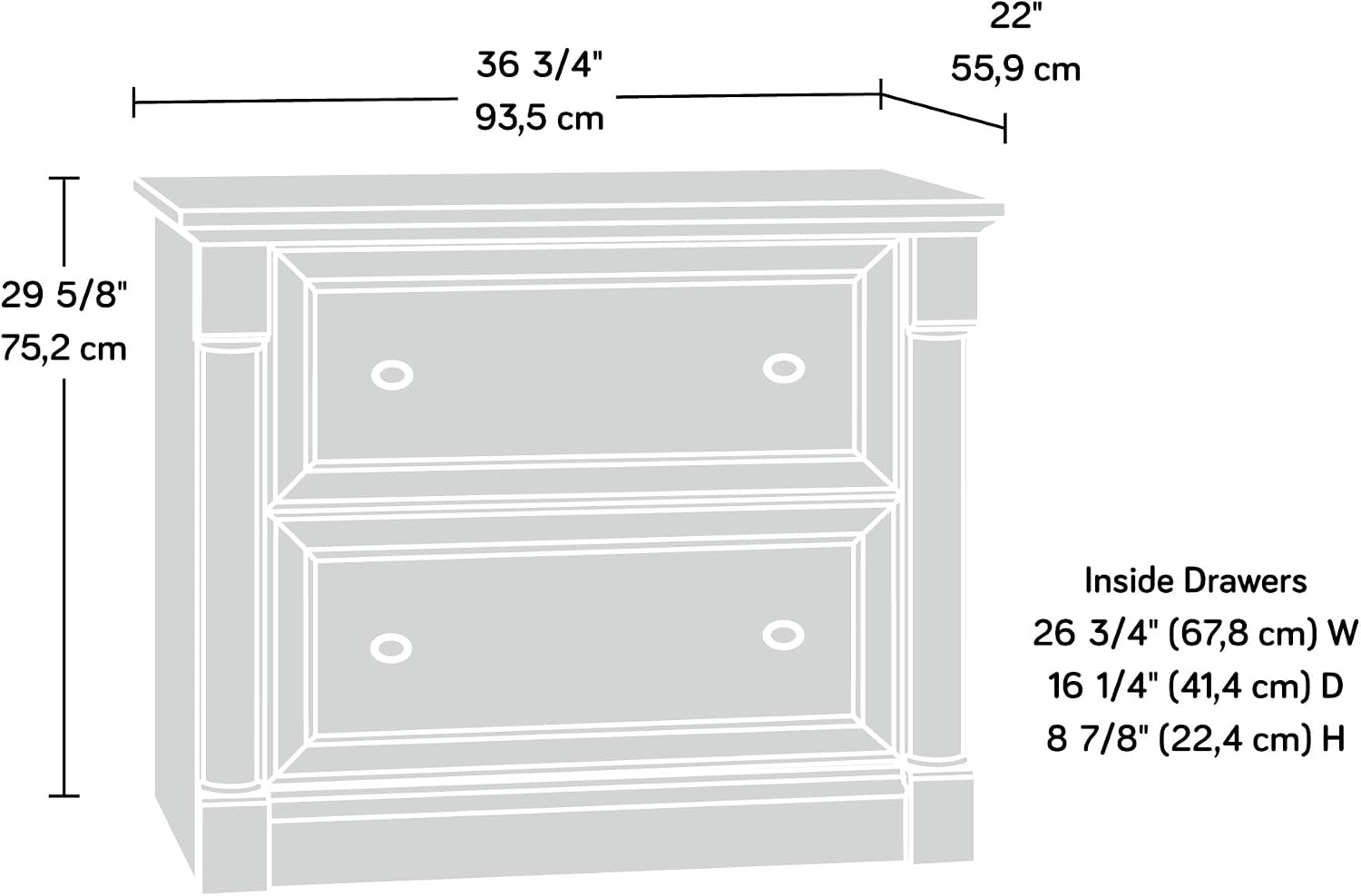 Sauder Palladia File Cabinet with 2 Drawers, Safety Mechanism, Lateral File Cabinet - Select Cherry Finish Sauder Palladia File Cabinet with 2 Drawers, Safety Mechanism, Lateral File Cabinet - Select Cherry Finish - Image 3
