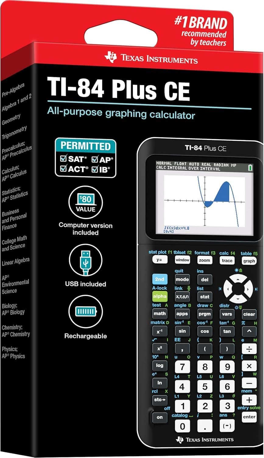 Texas Instruments TI-84 Plus CE Graphing Calculator, Black