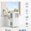 IDEALHOUSE 8000 BTU Portable Air Conditioner, 4-in-1 Portable AC Unit with Cooling, Dehumidifier, Fan & Sleep Mode, Cools up to 350 Sq. Ft, 24H Timer, Remote Control & Window Kit, White