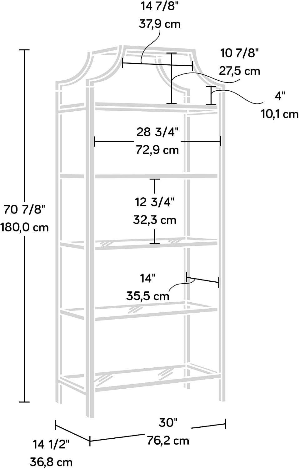 Sauder International Lux Bookcase/ book shelf, Satin Gold finish Sauder International Lux Bookcase/ book shelf, Satin Gold finish - Image 9