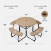 Best Choice Products 8-Person Outdoor Bench Patio Picnic Table, Circular w/ 4 Built-in Benches and Umbrella Hole, 2000lb Capacity - Tan